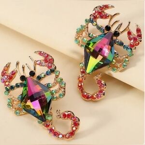 Multicolor AB Crystal Scorpion Earrings
